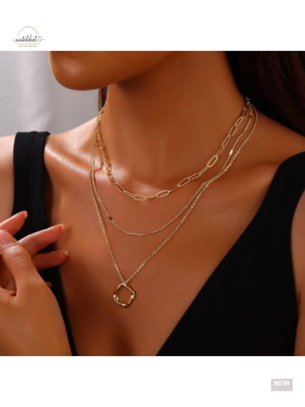 Layered Gold Necklaces Set, Dainty Choker Stacks, 18K Gold Plated Chains for - Picture 2 of 6